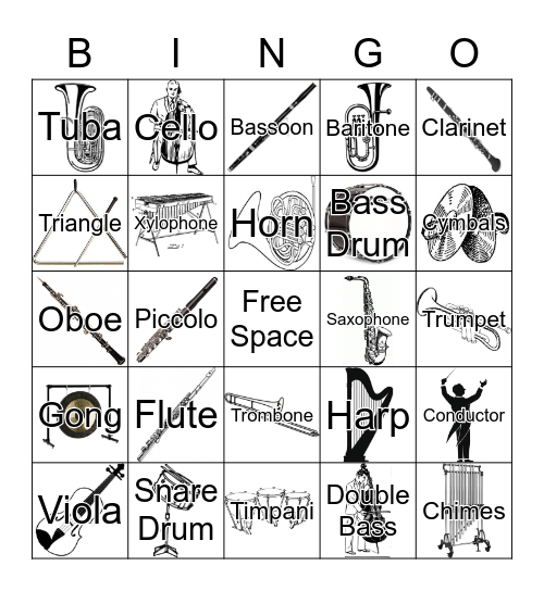 Instruments of the Orchestra Bingo Card