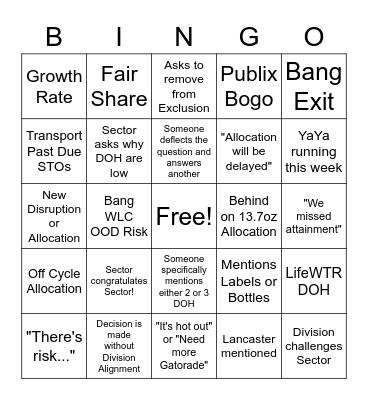 ConOPs Bingo Card