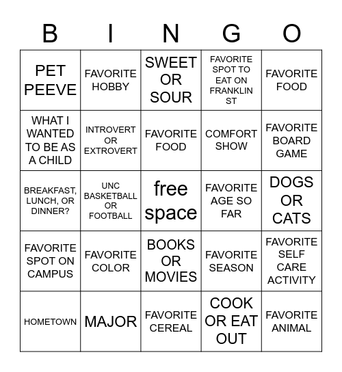 BINGO Card