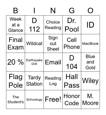 What do I know? Bingo Card