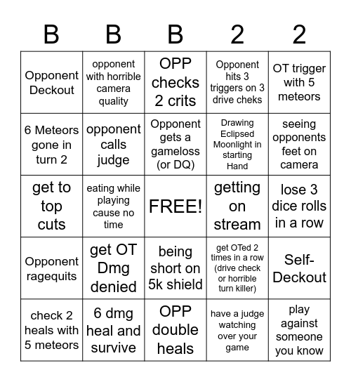 Bro Bullshit Bingo Card