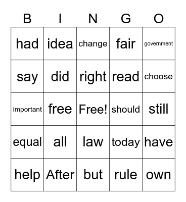 September  Bingo Card