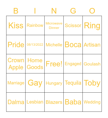 She Said Yes! Bingo Card