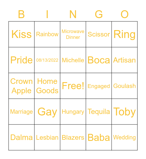 She Said Yes! Bingo Card