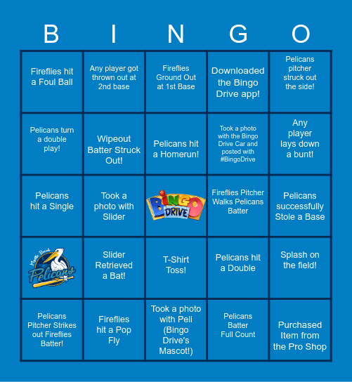 Pelicans Bingo Presented by Bingo Drive! Bingo Card