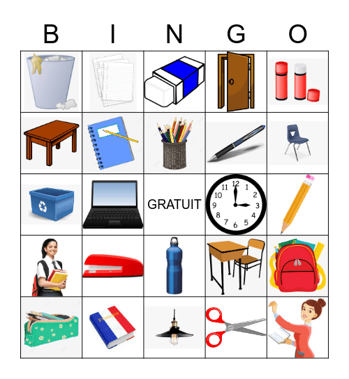 Les Objets de la Classe (NB) Bingo Card