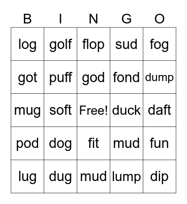 1C Bingo Card