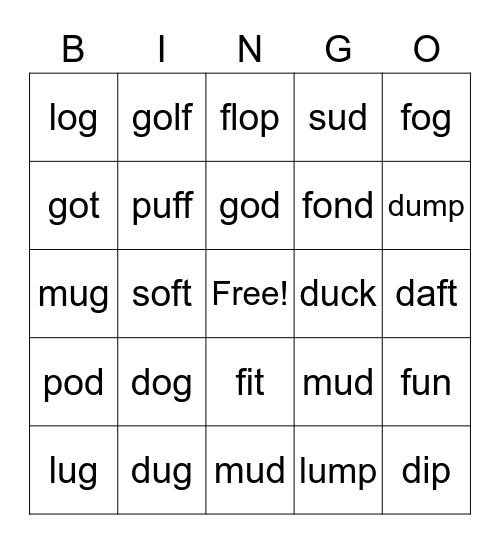 1C Bingo Card