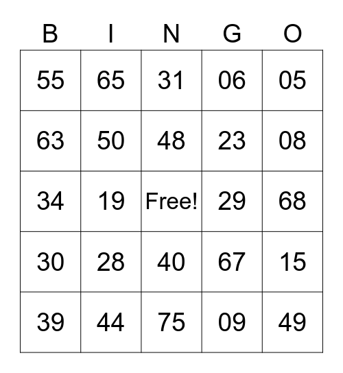 Bingo de Santa Rita 2022 Bingo Card