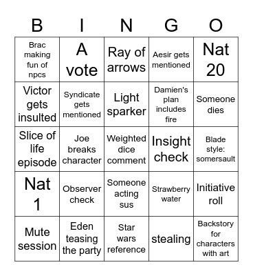 TOWERS AND GODS Bingo Card