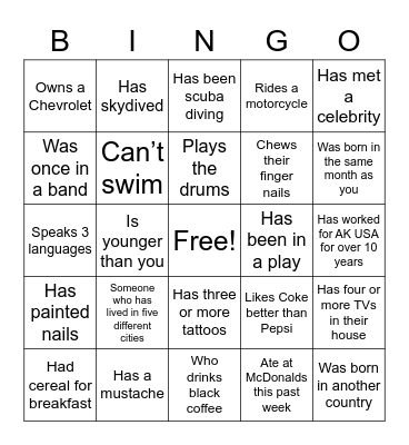 Picnic Bingo Card