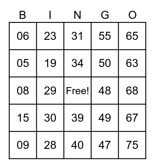 Bingo de Santa Rita 2022 Bingo Card