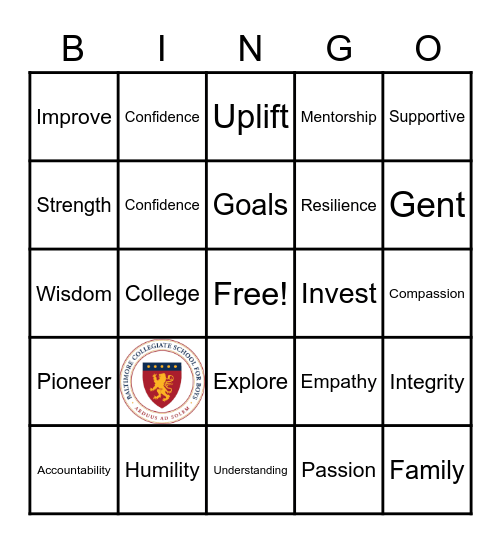 Baltimore Collegiate Bingo Game Bingo Card