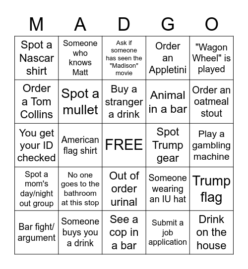MADGO #1 Bingo Card