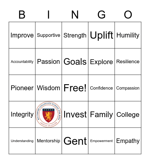Baltimore Collegiate Bingo Game Bingo Card