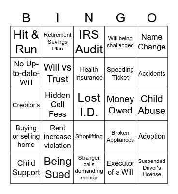LEGAL SHIELD Bingo Card