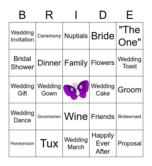 Daniel And Monica's Wedding Bingo Card
