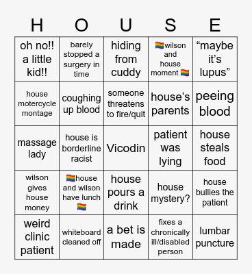 house bingo Card
