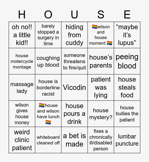 house bingo Card