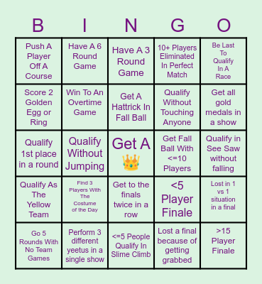 Fall Guys Bingo Challenge Bingo Card