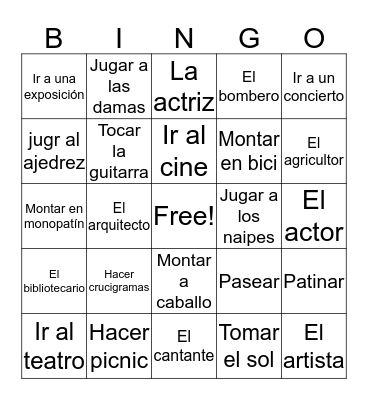 Spanish 2 Chapter 7 Bingo B Bingo Card