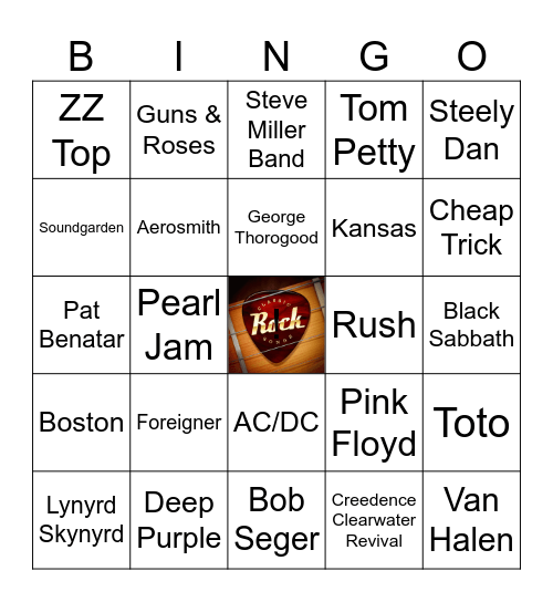Classic Rock Bingo Card