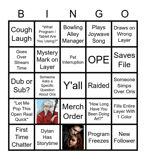 Tabrakadabra Stream Bingo Card