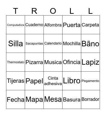 Spanish Bingo  Bingo Card