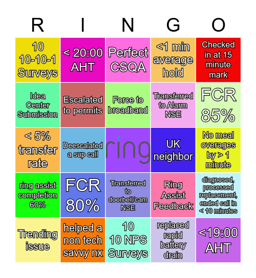 AUGUST RINGO Bingo Card