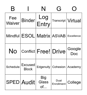 Counseling Retreat BINGO Card