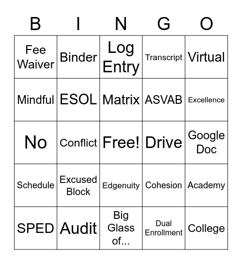 Counseling Retreat BINGO Card