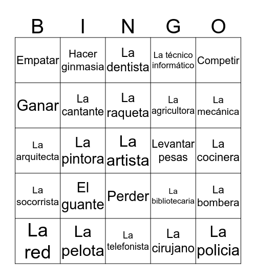 Spanish 2 Chapter 7 Bingo D Bingo Card