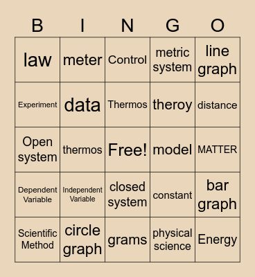 Unit 1 Bingo Card