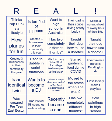 Real Bingo Card