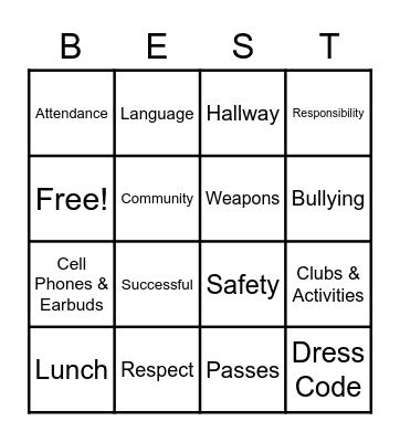 BEST @ WEST EXPECTATIONS BINGO Card