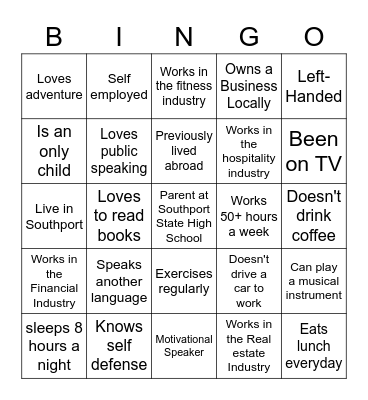 Networking Bingo Card