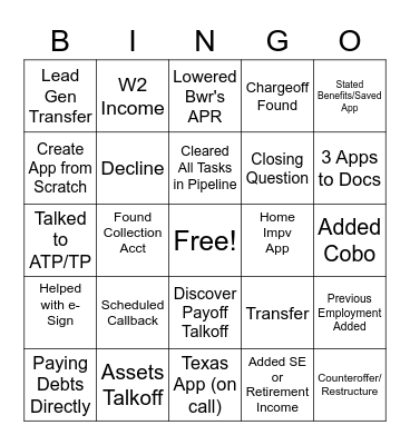 Untitled Bingo Card