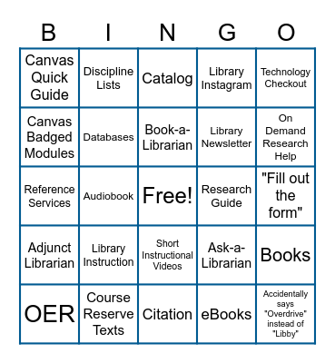 NFI Library Bingo Card