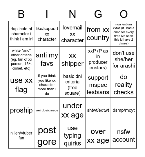 dni bingo Card