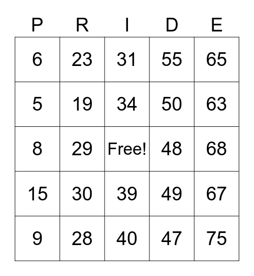 Berkeley PRIDE Bingo Card