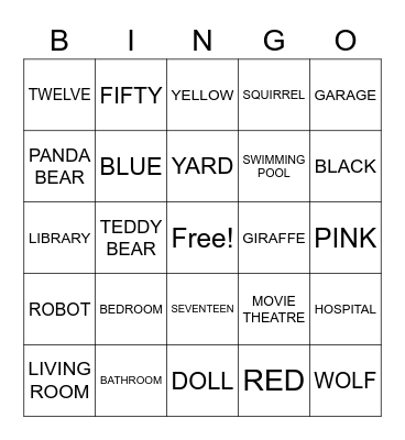 Juniors 1 BINGO! Bingo Card