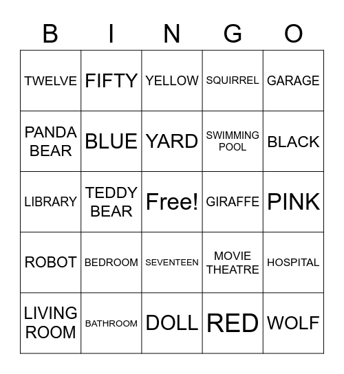 Juniors 1 BINGO! Bingo Card