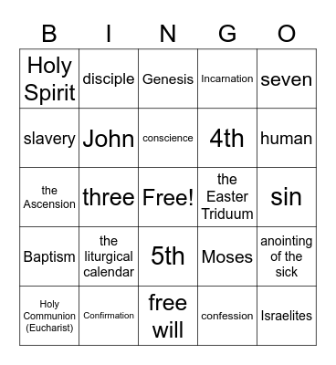 5th Religion Bingo Card