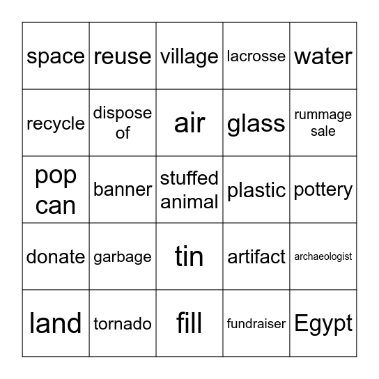 Garbage BINGO! Bingo Card