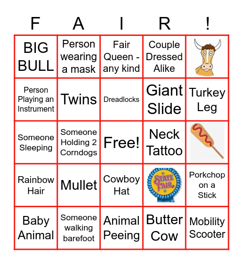 Iowa State Fair Bingo 2022 Bingo Card