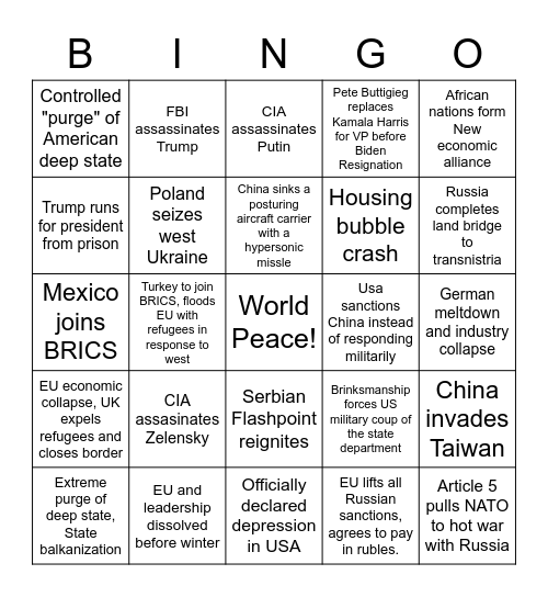 Globalist Nightmare Bingo Card