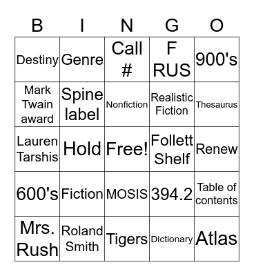 All about the library Bingo Card