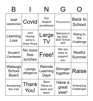 Convocation Bingo Card