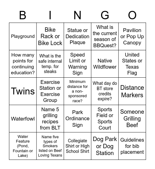 Beef Bingo Card