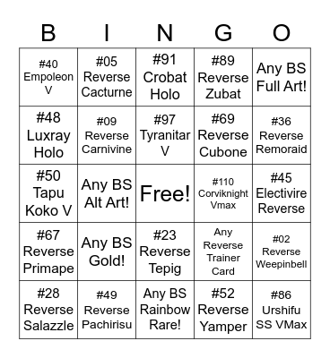 Battle Styles Bingo Card